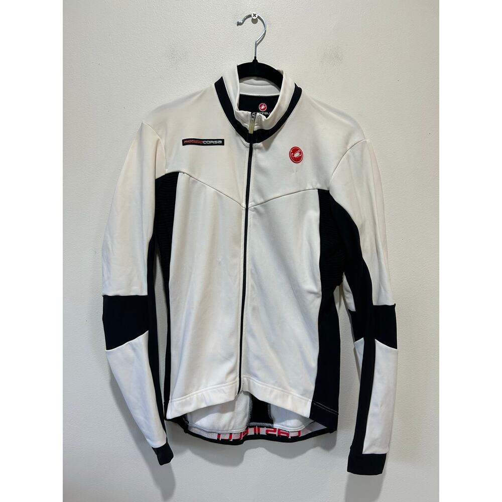 Castelli cycling jacket womens L white black full zip